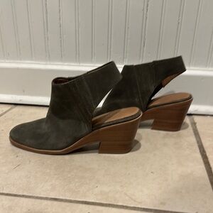 Chic Olive Green Suede Heeled Mules